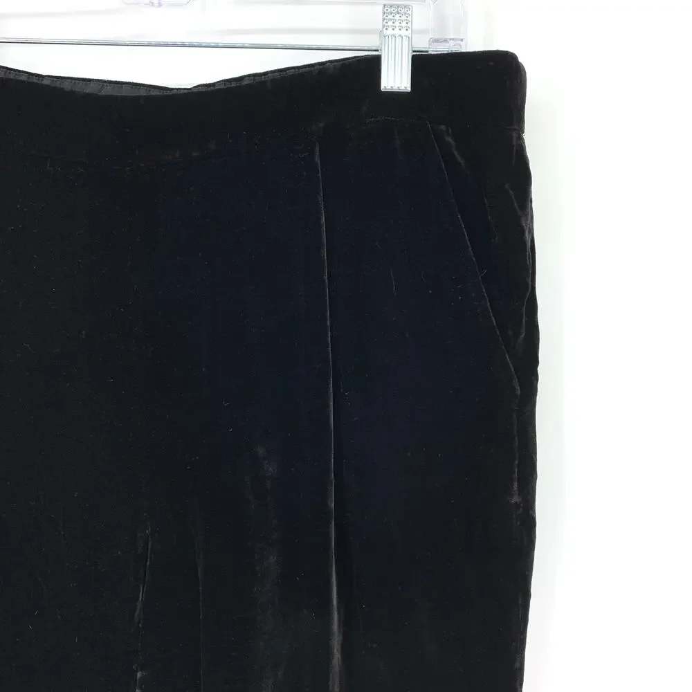 Vince Pants Women's Size Medium High Waist Pull On Velvet Silk Black - Picture 3 of 6